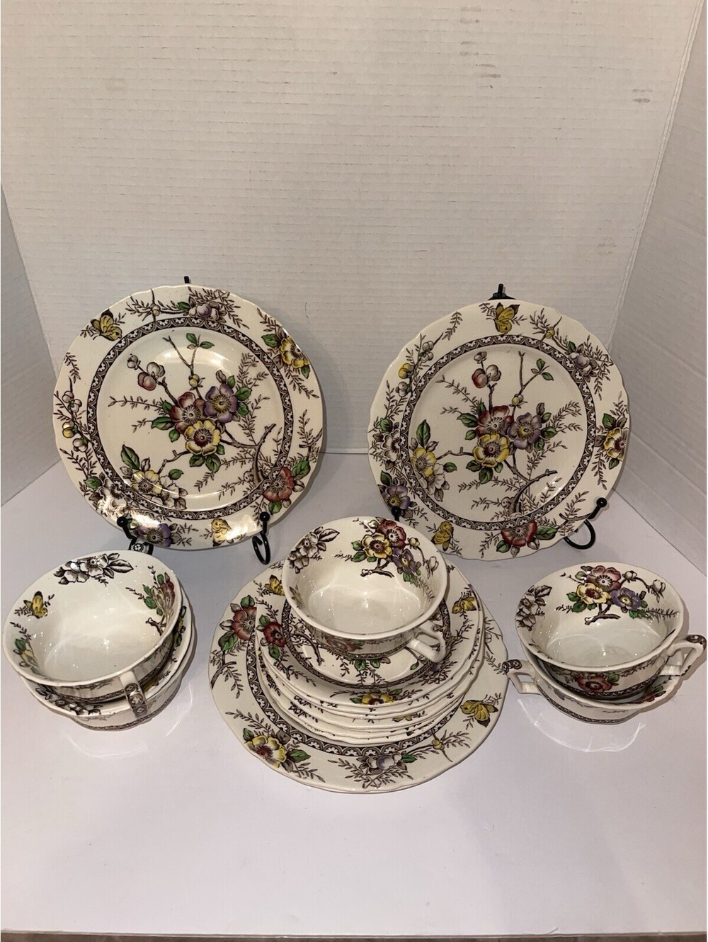 18- Piece Alfred Meakin “Medway Decor – Dark Brown Multicolor” Dinnerware Set